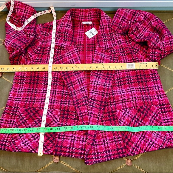 sold J. Jill Blazer Jacket Chenille Pink Multi Plaid Patch Pockets (L) NWT - Picture 8 of 8